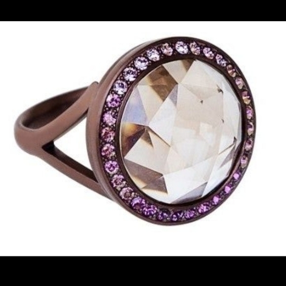 *SOLD* Origami Owl Chocolate Prism Ring Locket w/ Ombre Lilac Swavorski Crystals - Picture 3 of 7